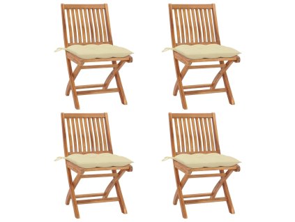 Skládací zahradní židle s poduškami 4 ks masivní teak 3072824