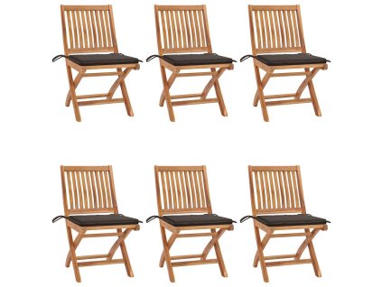Skládací zahradní židle s poduškami 6 ks masivní teak 3072842