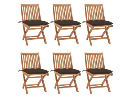 Skládací zahradní židle s poduškami 6 ks masivní teak 3072857