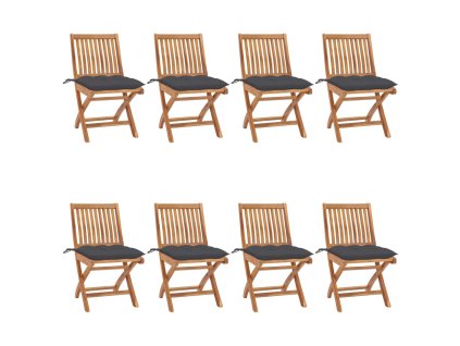 Skládací zahradní židle s poduškami 8 ks masivní teak 3072876