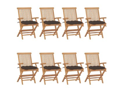 Zahradní židle s taupe poduškami 8 ks masivní teak 3072912