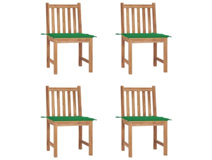 Zahradní židle 4 ks s poduškami masivní teak 3073093