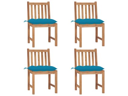 Zahradní židle 4 ks s poduškami masivní teak 3073107