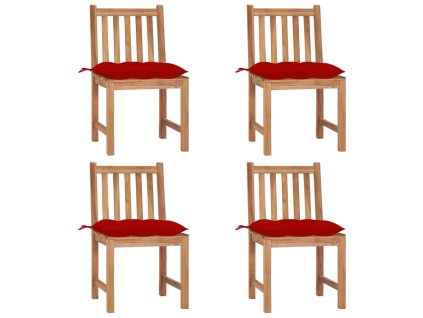 Zahradní židle 4 ks s poduškami masivní teak 3073109