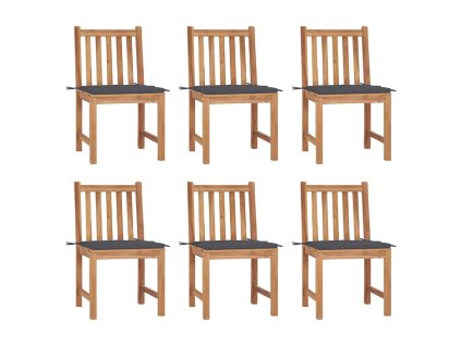 Zahradní židle 6 ks s poduškami masivní teak 3073115