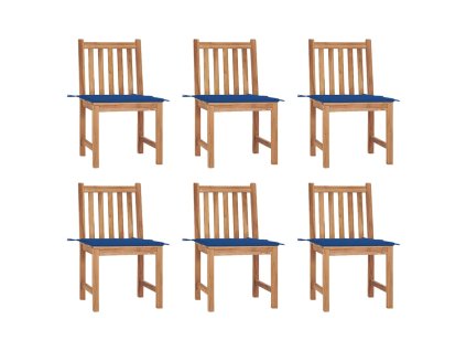 Zahradní židle 6 ks s poduškami masivní teak 3073125