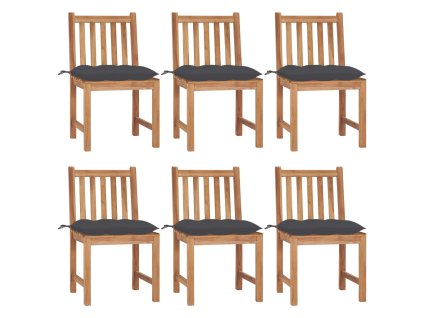 Zahradní židle 6 ks s poduškami masivní teak 3073130