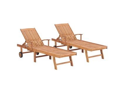 Zahradní lehátka 2 ks masivní teakové dřevo 3073169