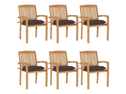 Stohovatelné zahradní židle s poduškami 6 ks masivní teak 3073275