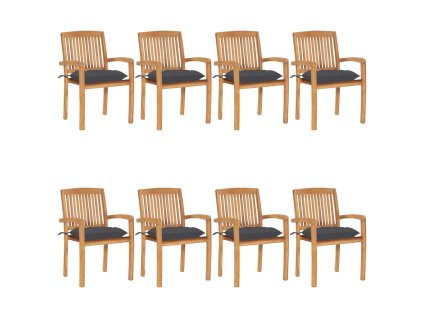 Stohovatelné zahradní židle s poduškami 8 ks masivní teak 3073279