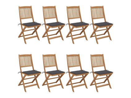 Skládací zahradní židle s poduškami 8 ks masivní akácie 3075021