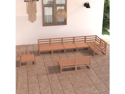 9dílná zahradní sedací souprava medově hnědá masivní borovice 3075637
