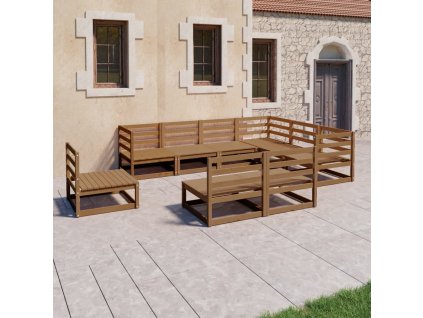 9dílná zahradní sedací souprava medově hnědá masivní borovice 3075787