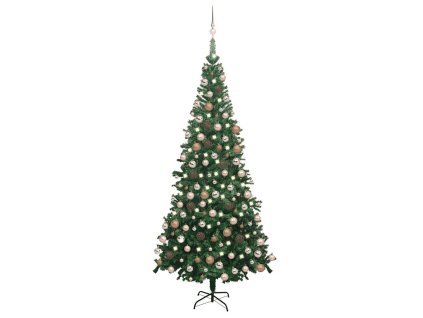 Umělý vánoční stromek s LED a sadou koulí L 240 cm zelený 3077577