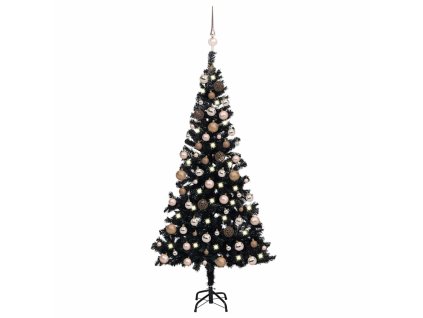 Umělý vánoční stromek s LED a sadou koulí černý 120 cm PVC 3077588