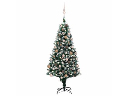 Umělý vánoční stromek LED osvětlení sada koulí a šišky 180 cm 3077617