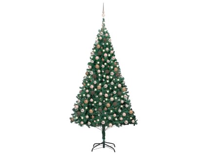 Umělý vánoční stromek s LED a sadou koulí zelený 210 cm PVC 3077623