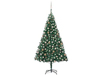 Umělý vánoční stromek s LED a sadou koulí zelený 240 cm 3077624