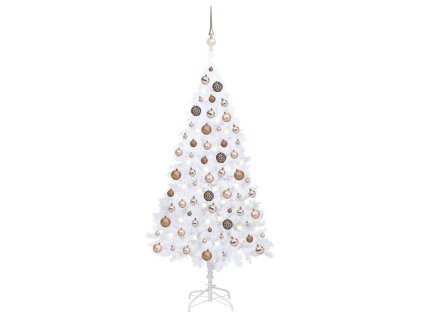 Umělý vánoční stromek s LED a sadou koulí bílý 180 cm PVC 3077627