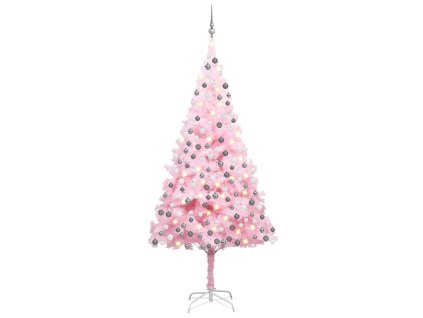 Umělý vánoční stromek s LED a sadou koulí růžový 240 cm PVC 3077673