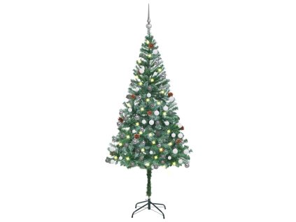 Umělý vánoční stromek LED osvětlení sada koulí a šišky 180 cm 3077700