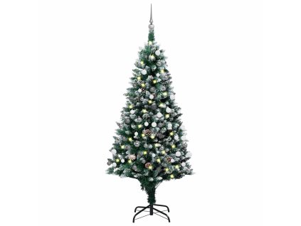 Umělý vánoční stromek LED osvětlení sada koulí a šišky 180 cm 3077703