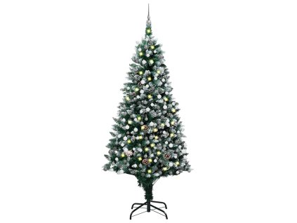 Umělý vánoční stromek LED osvětlení sada koulí a šišky 240 cm 3077705