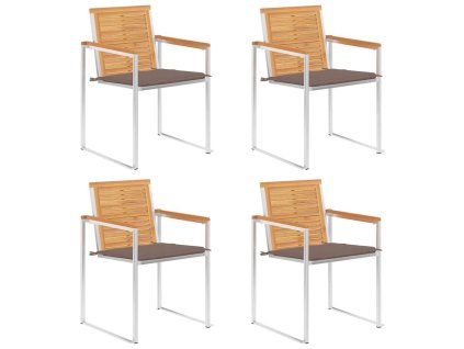 Zahradní židle 4 ks s poduškami masivní teakové dřevo 3078562