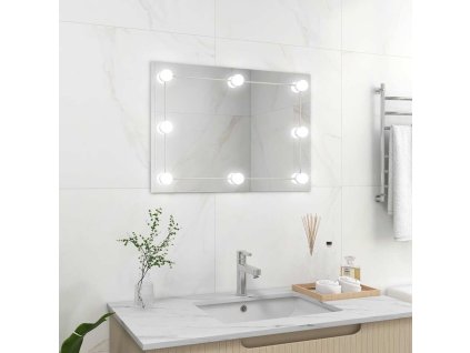 Nástěnné zrcadlo bez rámu s LED osvětlením obdélníkové sklo 3078643