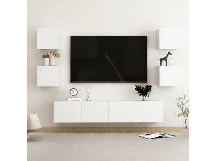6dílný set TV skříněk bílý kompozitní dřevo 3078662