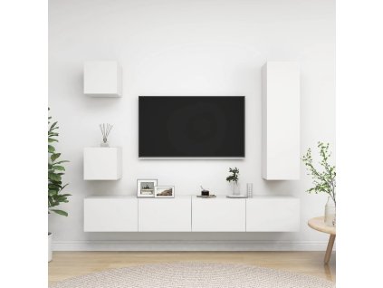 5dílný set TV skříněk bílý kompozitní dřevo 3078697