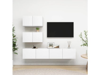 4dílný set TV skříněk bílý kompozitní dřevo 3078710