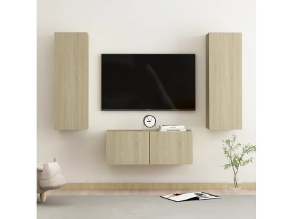 3dílný set TV skříněk dub sonoma kompozitní dřevo 3078973