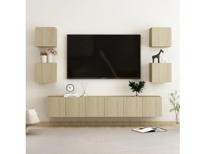 7dílný set TV skříněk dub sonoma kompozitní dřevo 3078976