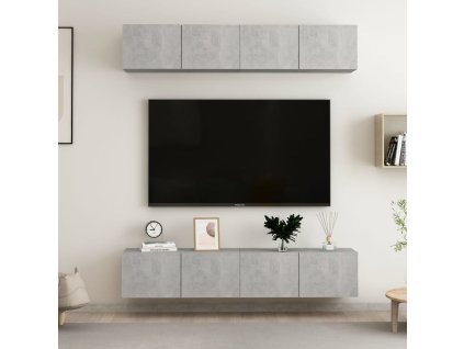 TV skříňky 4 ks betonově šedé 80 x 30 x 30 cm kompozitní dřevo 3079060