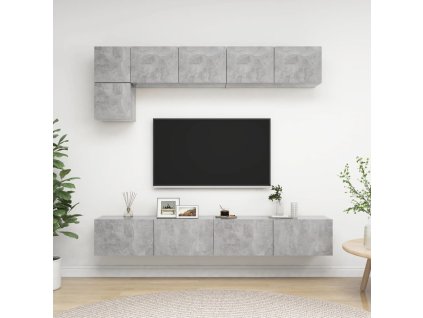 5dílný set TV skříněk betonově šedý kompozitní dřevo 3079114
