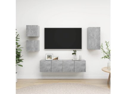 5dílný set TV skříněk betonově šedý kompozitní dřevo 3079115