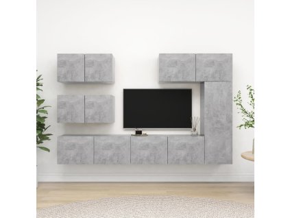 6dílný set TV skříněk betonově šedý kompozitní dřevo 3079135