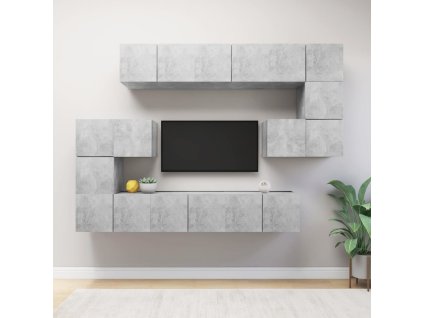 10dílný set TV skříněk betonově šedý kompozitní dřevo 3079144