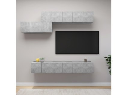 7dílný set TV skříněk betonově šedý kompozitní dřevo 3079149