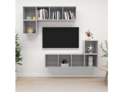 4dílný set TV skříněk betonově šedý dřevotříska 3079812