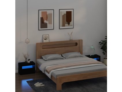 Noční stolky 2 ks s LED osvětlením černé 60 x 35 x 40 cm 3080735