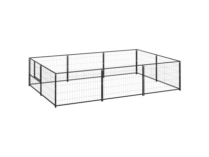 Psí kotec černý 6 m² ocel 3082110