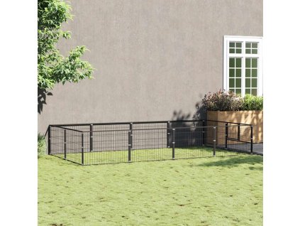 Psí kotec černý 8 m² ocel 3082111