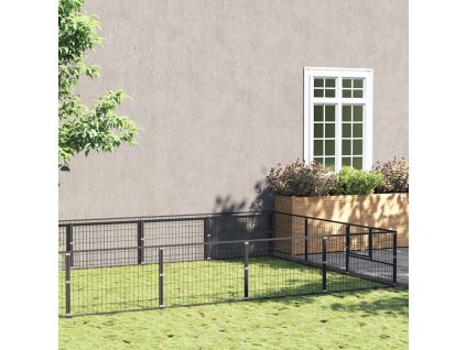 Psí kotec černý 27 m² ocel 3082133