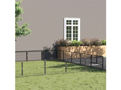 Psí kotec černý 40 m² ocel 3082160