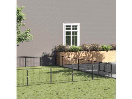 Psí kotec černý 42 m² ocel 3082170