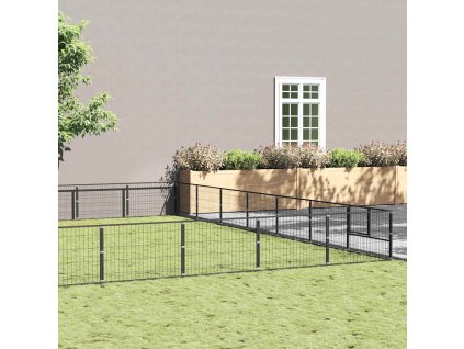 Psí kotec černý 49 m² ocel 3082179