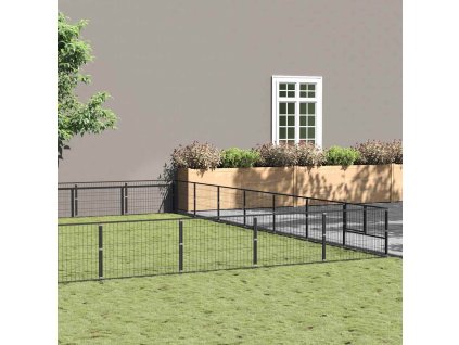 Psí kotec černý 56 m² ocel 3082180