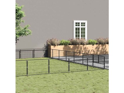 Psí kotec černý 63 m² ocel 3082181